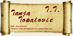 Tanja Topalović vizit kartica